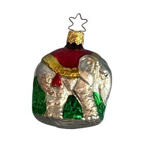 Vintage Inge-Glas Elephant Christmas Ornament Red Silver Handcrafted Germany 2 1
